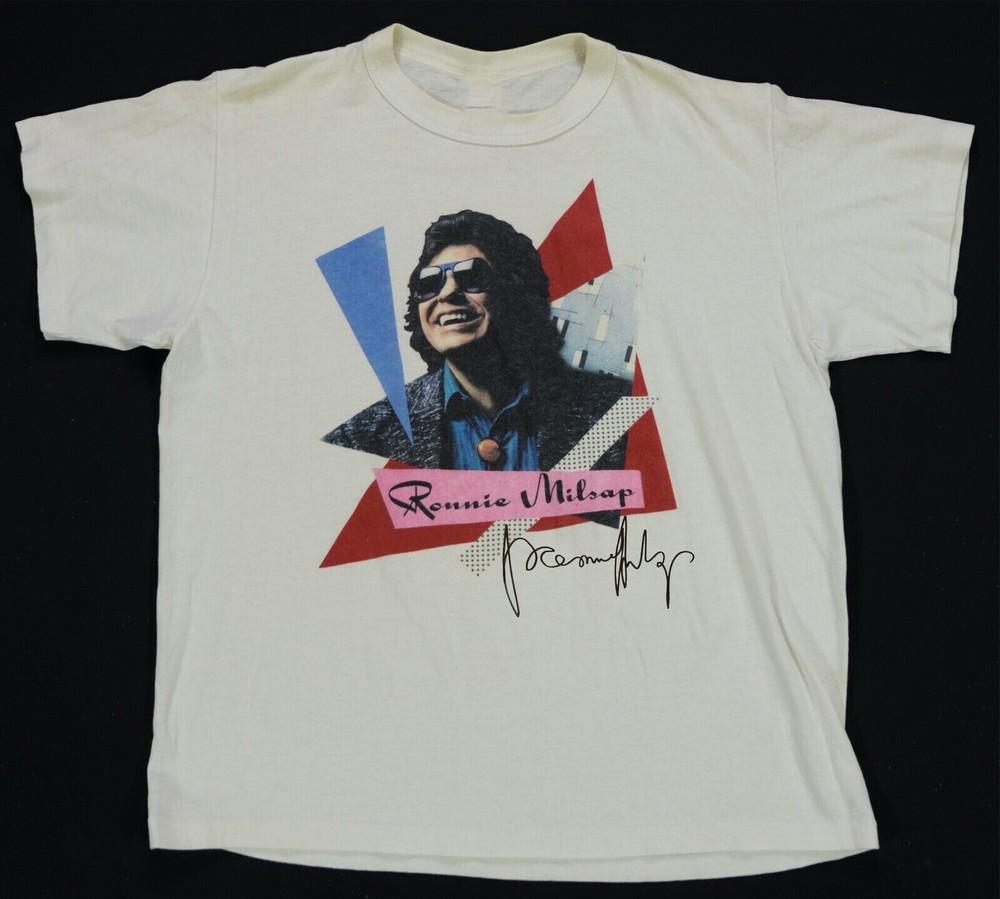 

Vtg Ronnie Milsap American Singer Cotton Unisex All Size White Shirt BL156 M