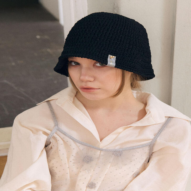 Cotton Women s Knit Beanie Crochet Hat Black CH030 black