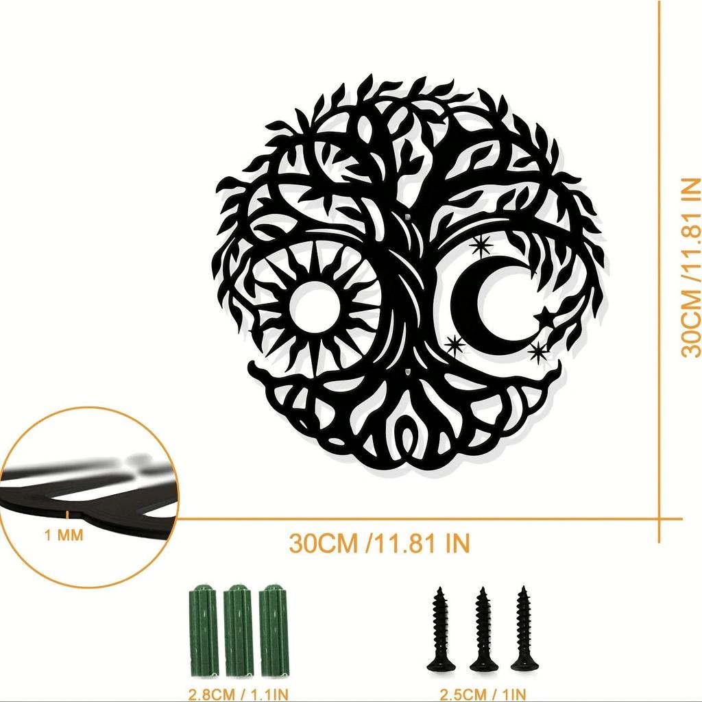 Metal Silhouette Tree Wall Art - Iron Decor Hanging Craft for Indoor Spaces
