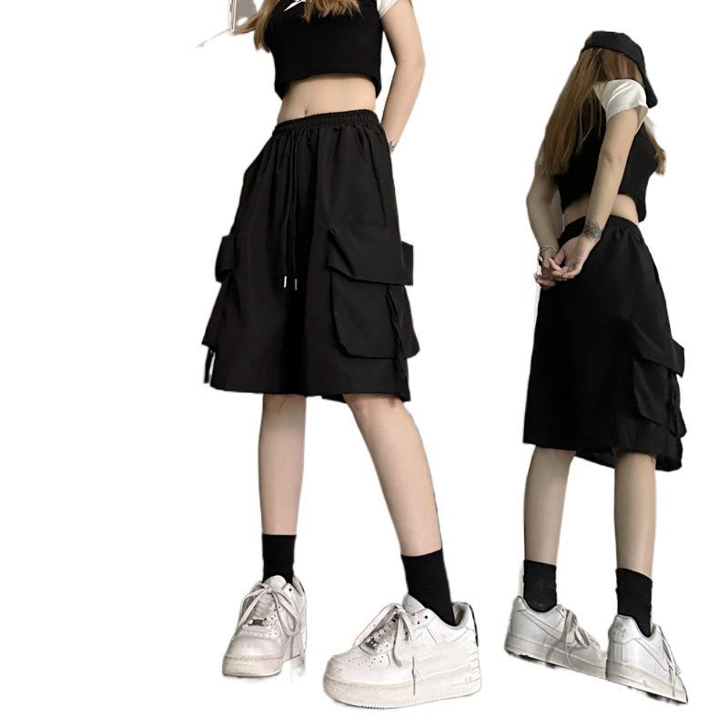 Donna Vintage Streetwear Coreano Casual Pantaloncini Vita Alta Lunghezza Ginocchio Gamba Larga Pantaloncini Corti Vestiti