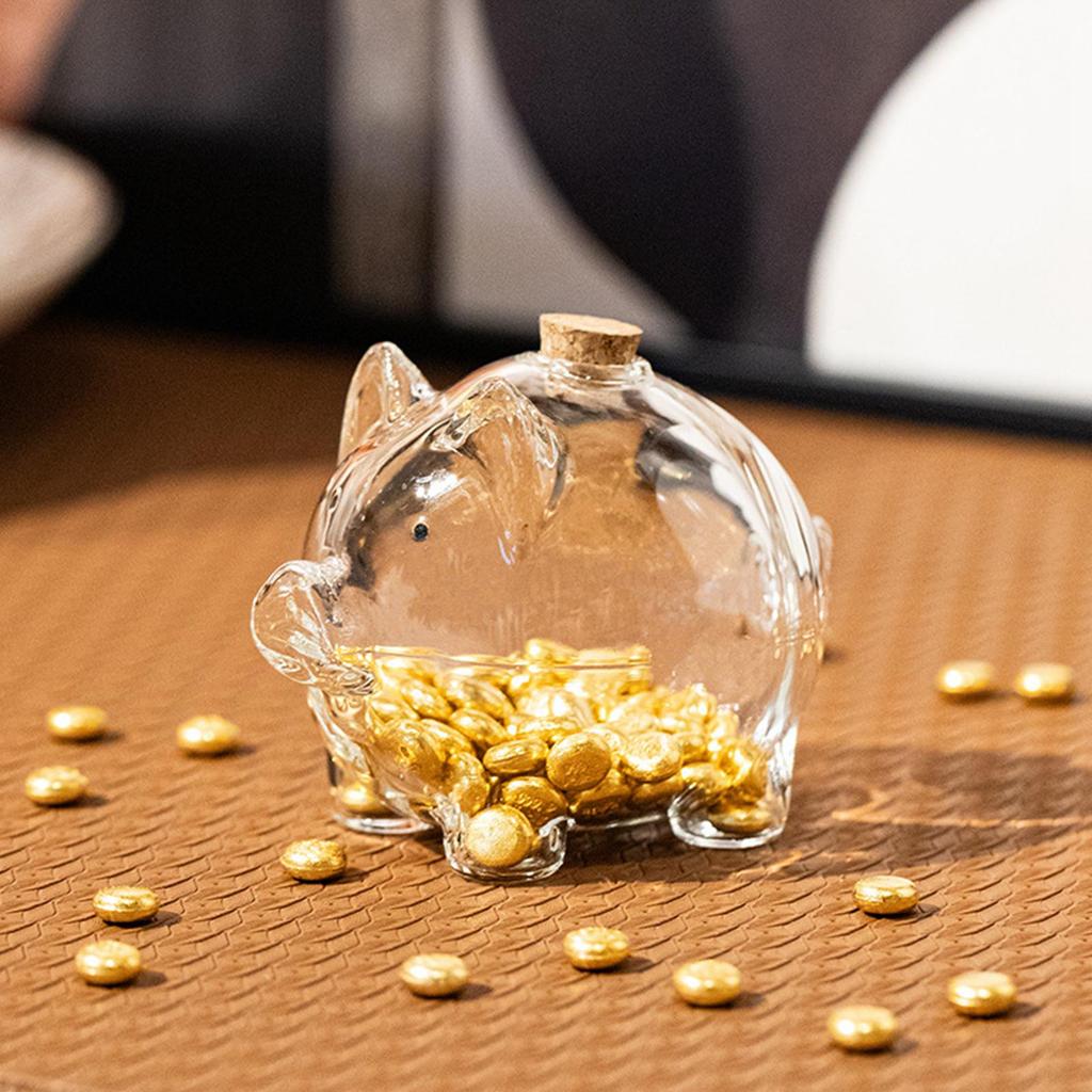 Glass Piggy Bank Borosilicate Durable Bean Storage Mini Money Saving Jar Educational Container for Children Growth
