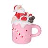 Christmas Decoration Mini Coffee Mug Decor with Faux Whipped Cream Toppers Resin Santa Snowman Tabletop Figurine for Home Parties Supplies