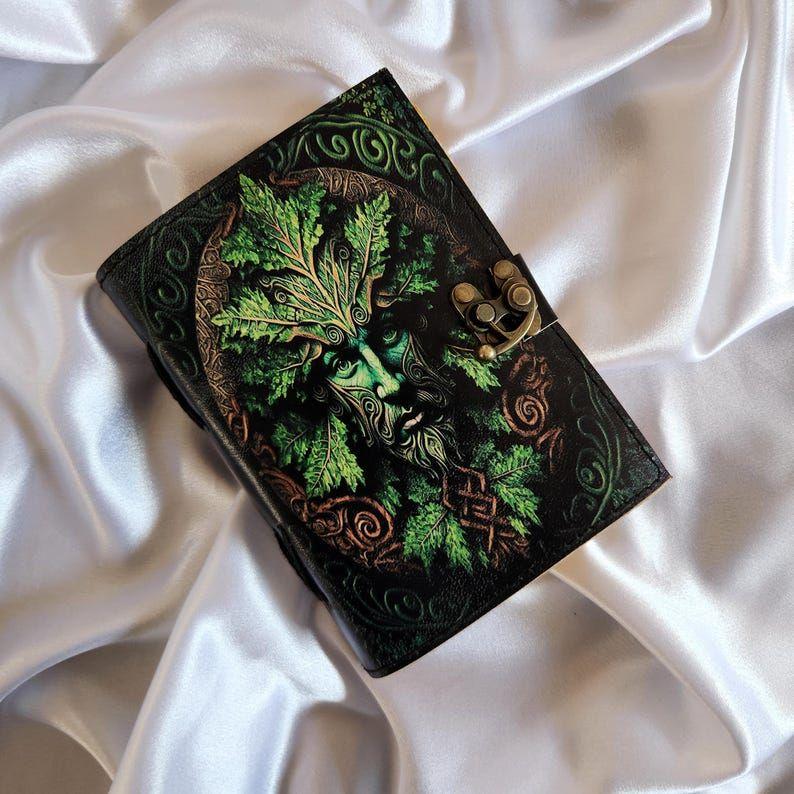 Tree Man Face Printed Leather Journal, Notebook, sketchbook, Leather Dairy, Deckle Page Writing Journal, Dream Journal, Personalized Gift.