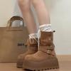 Fashion Winter Platform Thick Bottom Women Ankle Boots Height Increase Punk Women's Shoes Female Belt Buckle Slip On Short Booties
