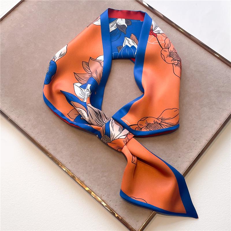 Striped Silk Scarf Imitation Long Diagonal Plaid Perfect For Spring Summer