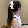 Women Hair Clip Anti-slip Teeth Three-Dimensional Bow Design Strong Grip Hair Claw Satin Texture Ponytail Holder Versatile Hair Accessory