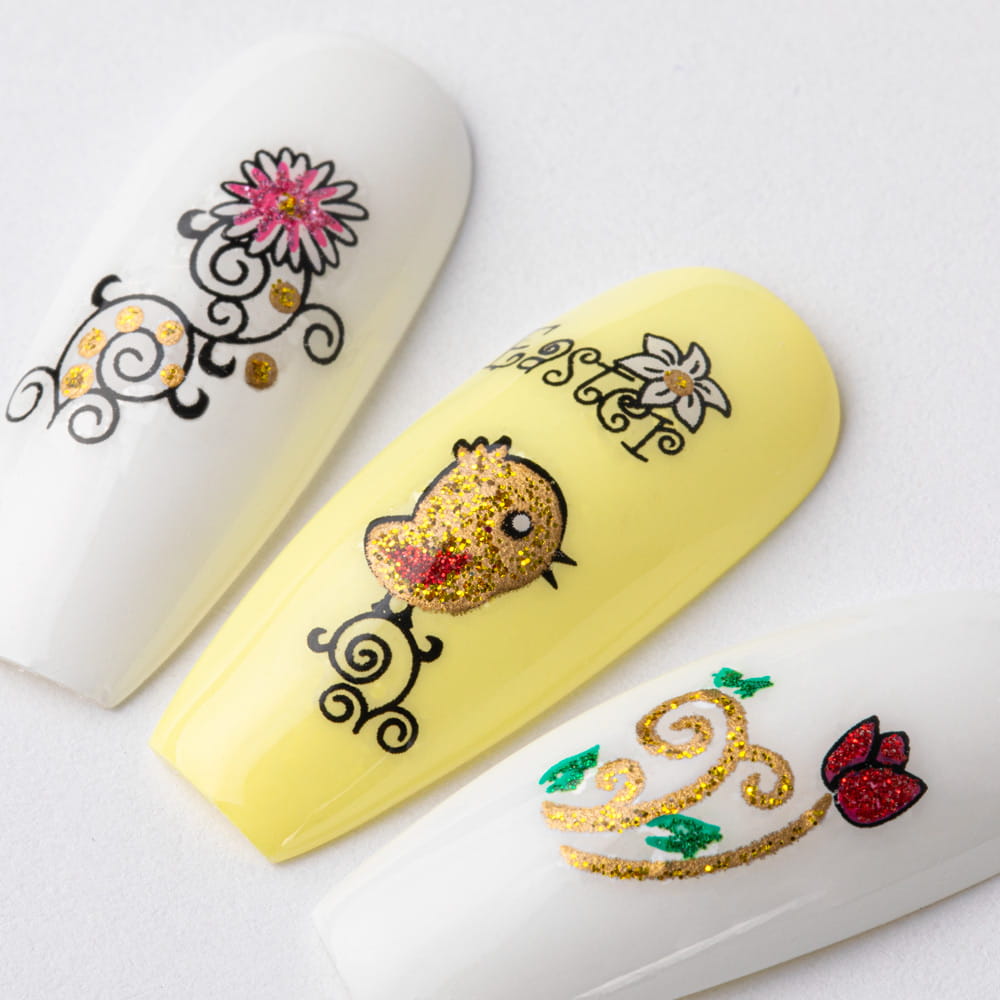 3D Self-Adhesive Glitter Easter Nail Stickers Ble 1049D