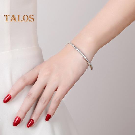 Women Bangle Copper Silver Color Curved Adjustable Smooth Polished Luster Wrist Jewelry Anniversary Birthday Gift Lightweight Bangle