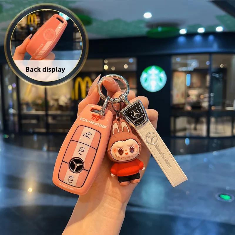 Car Key Case Cover Shell For Mercedes Benz A C E S G Class GLC CLE CLA GLB GLS W177 W205 W213 W222 X167 AMG Keychain CE6