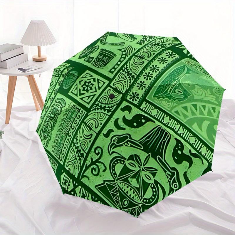 1pc Tribal Patterns Automatic Open/Close Umbrella with Windproof, Functional Design, 8-Rib Sturdy Canopy