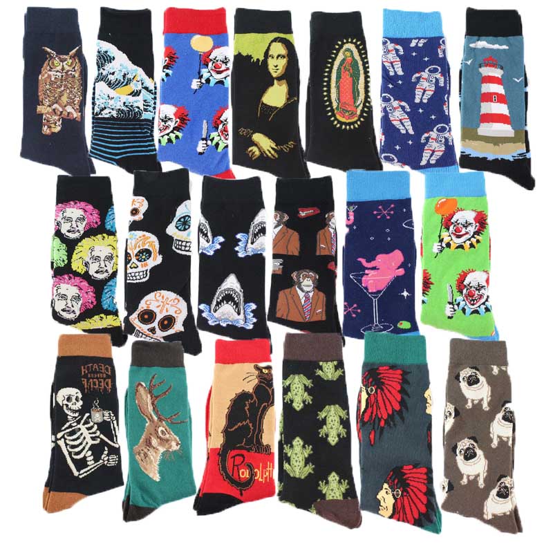 1 Paar Dropshipping Herren Baumwollsocken lustige lange Socken kreative Tier-Cartoon Bunte Socken für Hochzeitsgeschenksocken