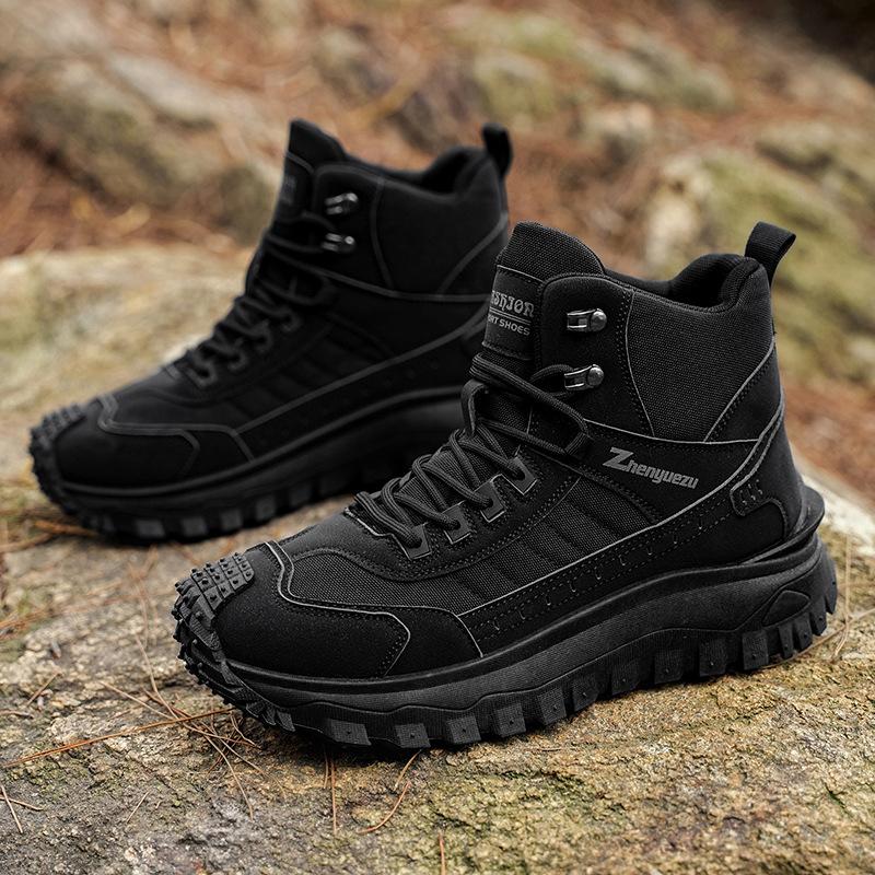 

Men s Hiking Shoes Suede Canvas Outdoor Boots Wear-resistant Men Trekking Walking Hunting Tactical Sneakers 39 чорний