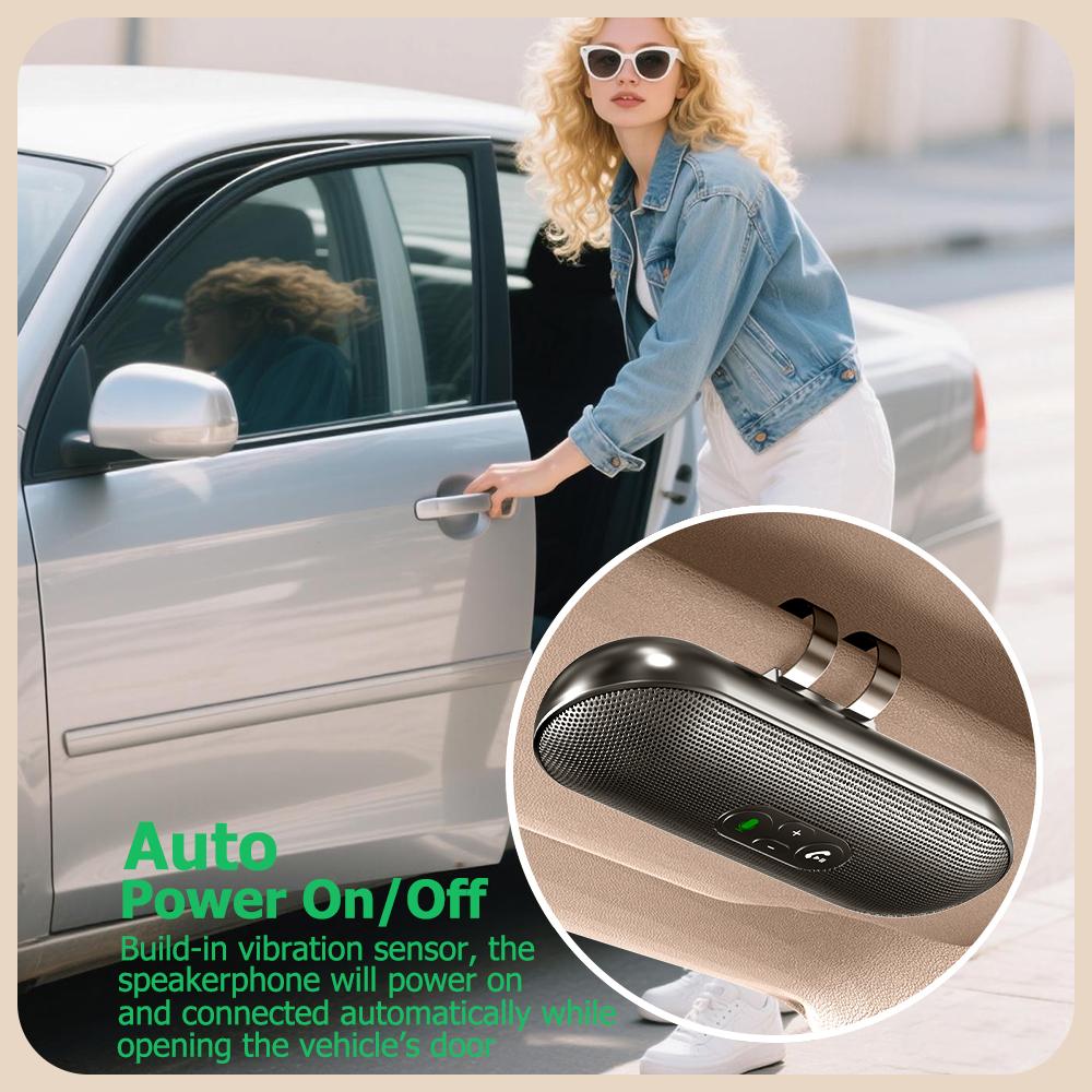 Zestaw samochodowy Bluetooth 5.4 Głośnomówiący Głośnik 6W Głośnik do osłony przeciwsłonecznej Odtwarzacz Mp3 Bezprzewodowy Odbiornik Muzyki Z Asystentem Głosowym