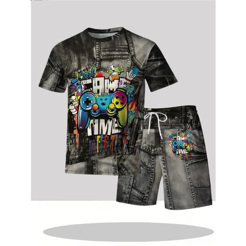 2-piece men s casual fashion T-shirt shorts set S