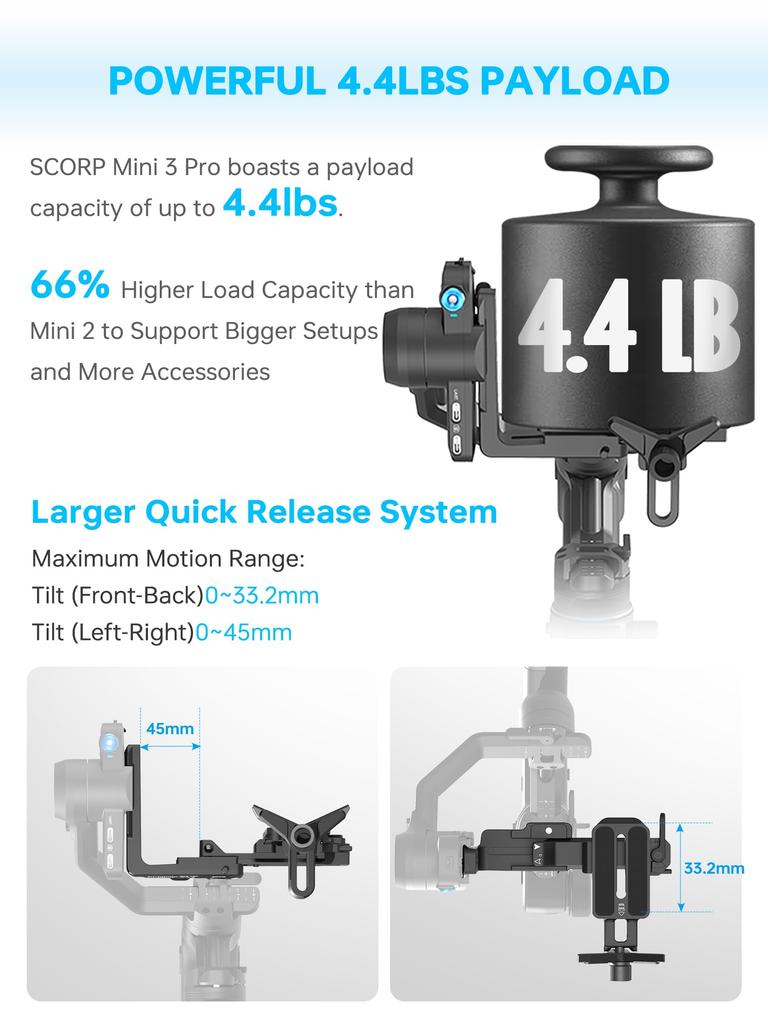 FeiyuTech SCORP Mini 3 Pro Gimbal Stabilizer for Cameras - All-in-One Gimbal with AI Tracking & Remote Handle - Compatible with Sony/Canon/Nikon/GoPro
