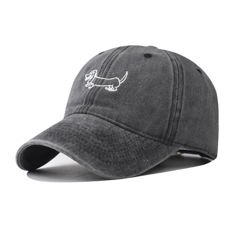 Dachshund Cotton Embroidery Vintage Dog Baseball Cap Curved Brim Casual Outdoor