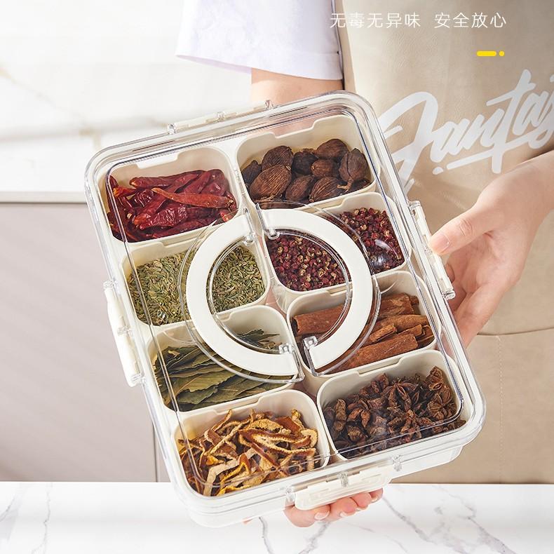 Spice Packaging Storage Box, Portable, Sealed Preservation Box, Kitchen Seasoning Box, Transparent, with Lid, Dried Fruit Storage Box