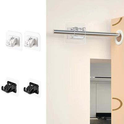Gancio autoadesivo regolabile da 2 pezzi Clip per appendere supporti per asta di tenda Supporto per staffa da parete Rack