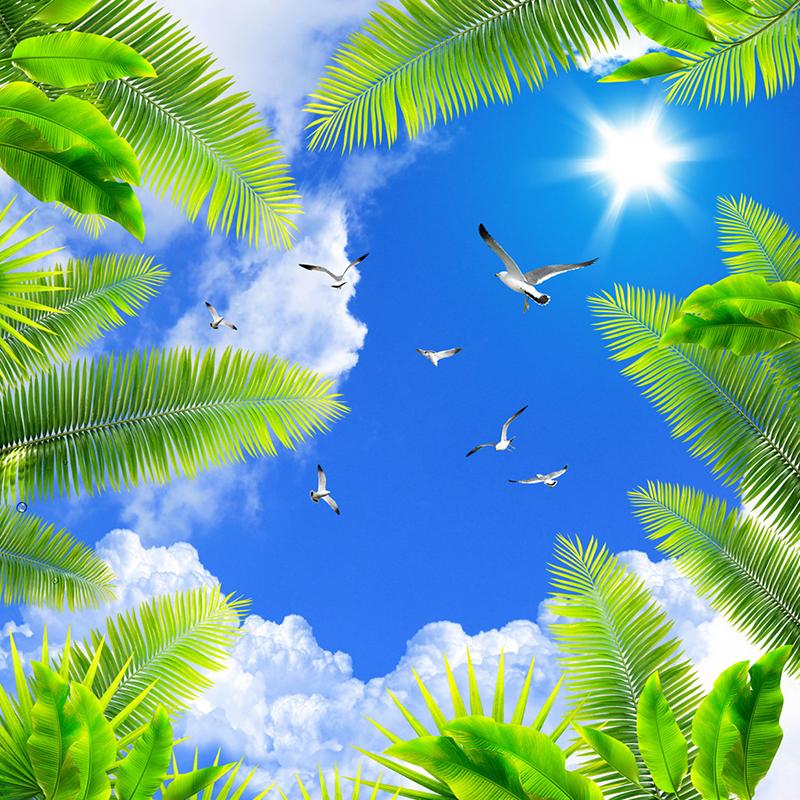 Himmel Wolken Tapete Wohnzimmer Thema Hotel Decke Wandbild Dekor Blauer Himmel Weiße Wolken Strand Wandpapier