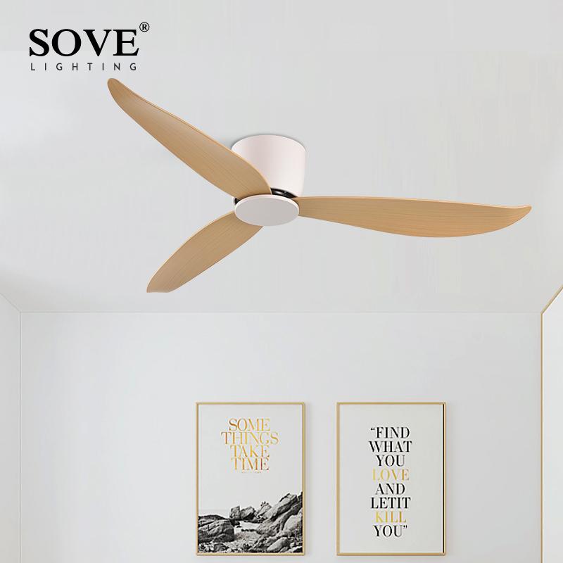 SOVE Moderner Schwarz Weiß Niedriger DC-Motor 30W Deckenventilator Mit Fernbedienung Einfacher Deckenventilator Ohne Licht Heimventilator 220V