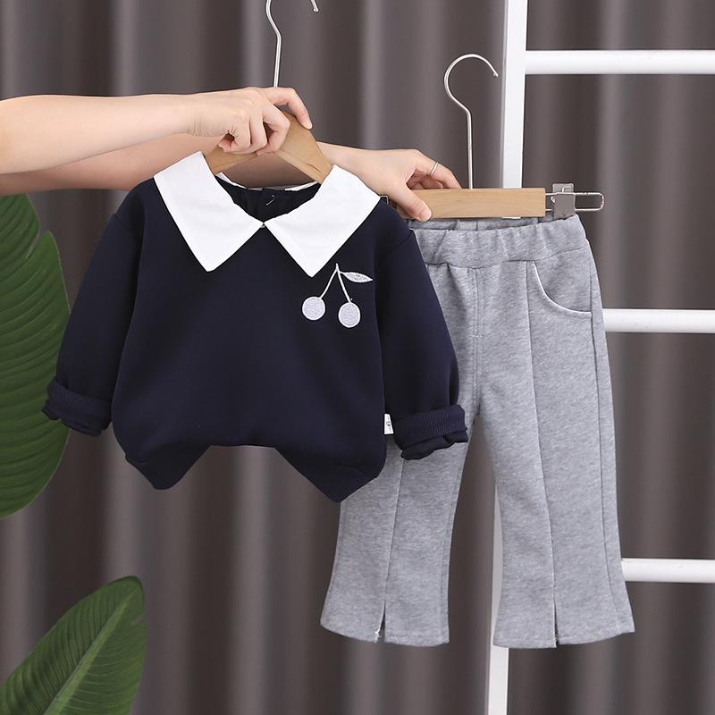 

Комплект толстовки и брюк с лацканами «Вишня» для девочек - Коллекция весна/осень 120 cm чёрный