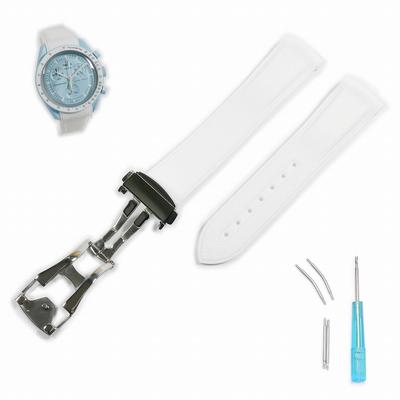 Cinturino in gomma Swatch x OMEGA con fibbia a D (Bianco/Urano)