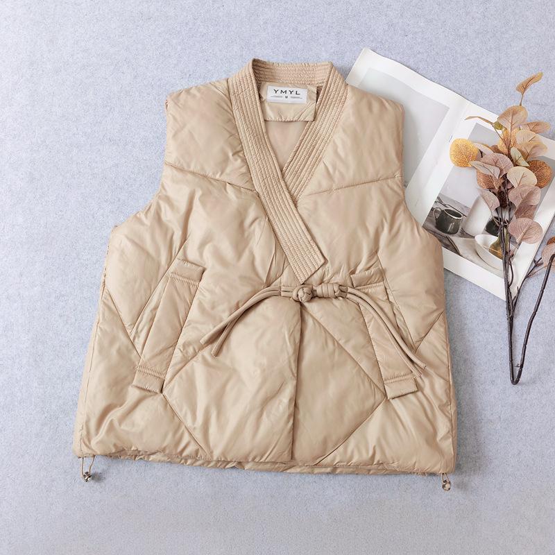 

Women s Artistic Retro Frog Button Cotton Vest - Autumn/Winter 2026 Slimming, Stylish, Versatile, Loose Fit M абрикосовый