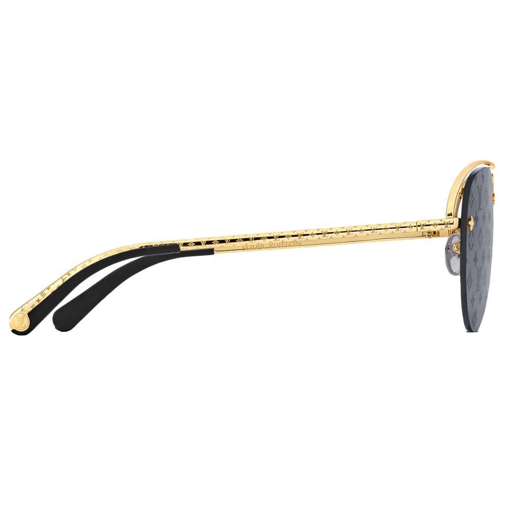 Louis Vuitton Grasa Metal Rana Gafas de Sol Estilo Piloto Unisex Gafas de Sol Gris Oscuro Z1172E