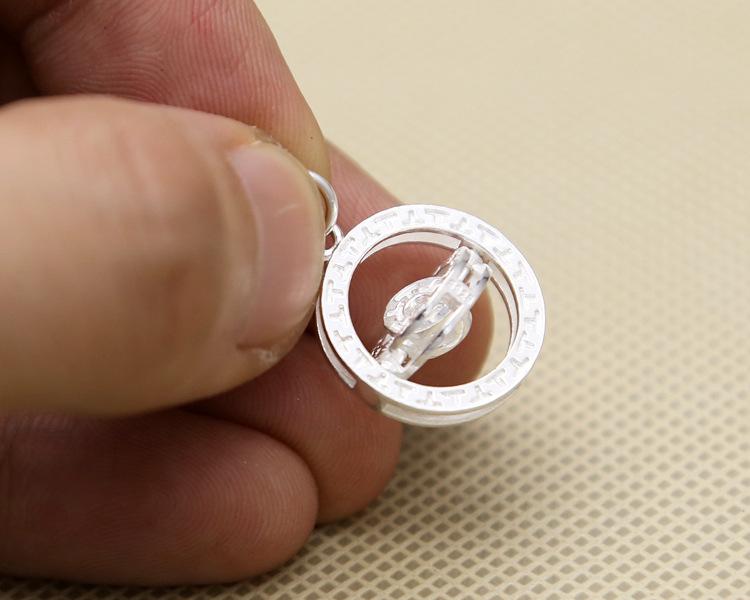 Sterling Silver S925 Rotating Runic Pendant for Women