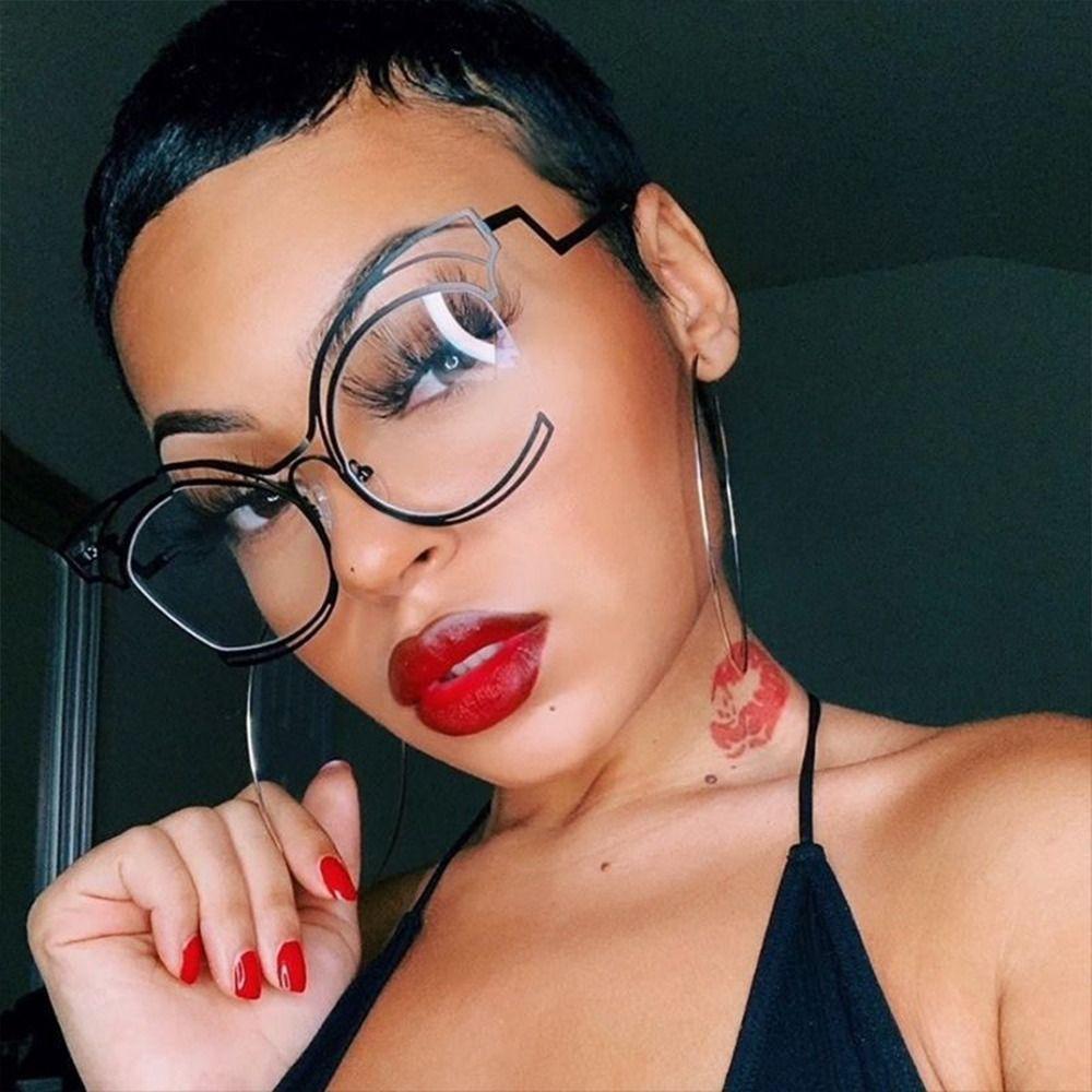 

Очки с прозрачными линзами в металлической оправе, нестандартные полые очки с защитой от синего света для женщин и мужчин