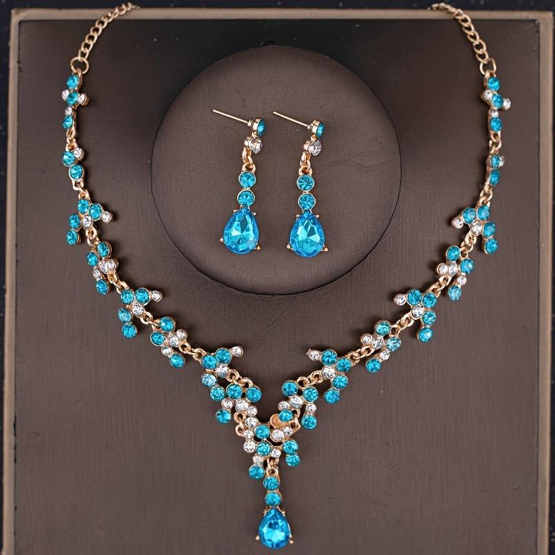 [Small batch customization] Cross-border exquisite bridal jewelry two-piece party dress wedding collarbone necklace earrings