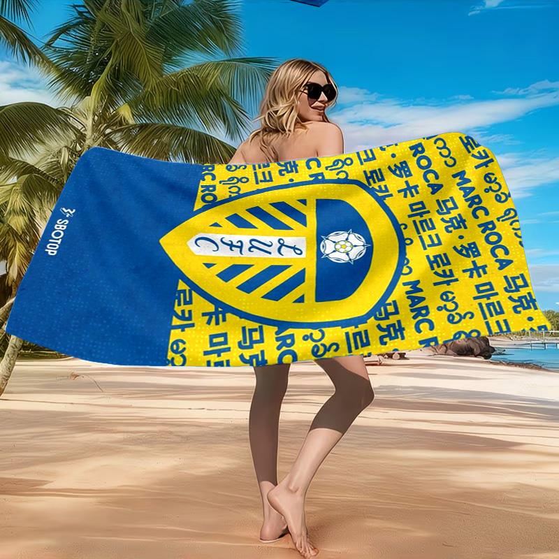 Leeds United Wappenmuster Strandtuch, Schnelltrocknend, Pflegeleicht, Geeignet für Fitness und Strandurlaub, Sport-Essential
