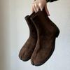 Sheepskin Version~ Korean Version of Niche Pig's Trotters Split-toed Boots Chelsea Boots Martin Boots Women's Autumn and Winter Velvet Versatile Sh