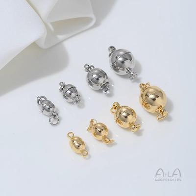 Runder Magnetverschluss aus 14 Karat Weißgold für DIY-Halsketten & Schmuck.