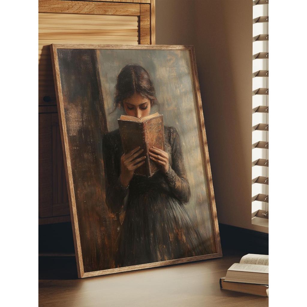 Vintage Woman Portrait Reading Canvas Print Poster Retro Aesthetic for Bedroom Wall Art Home Decor Art Poster Gift-unframed