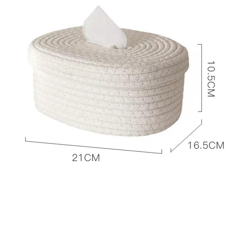 

Nordic Table Napkin Holder Woven Tissue Box Handwoven Rope Storage Box Dustproof Napkin Holder for Home Office Car Table Decor
