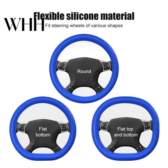 All-weather Car Steering Wheel Cover Silicone Solid Color Wear Resistant Decorative Auto Accessory Non-slip Design Simple Installation Universal