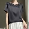 Summer new floral mesh short-sleeve casual T-shirt for women, fashionable top