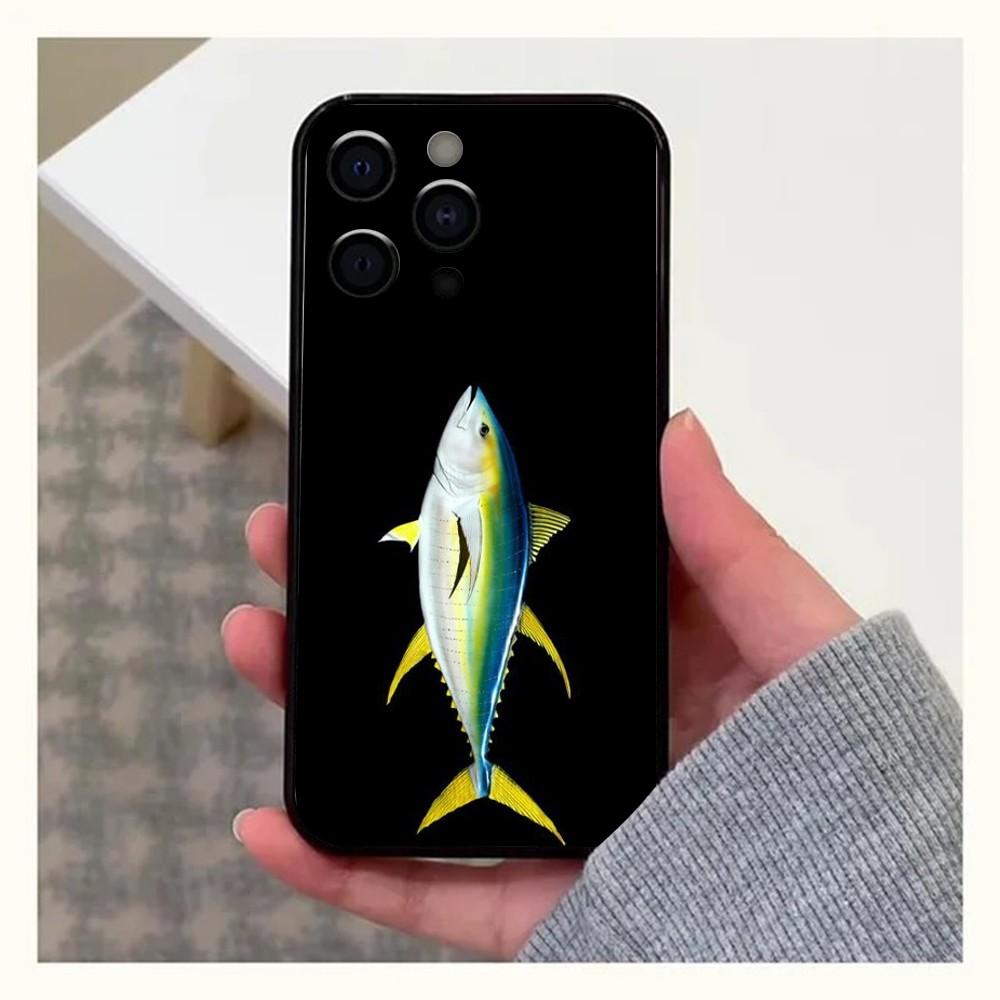 Blauflossen-Thunfisch Meeresfisch Handyhülle Für Apple iPhone 15,14,13,12,11,Pro,X,XS,Max,XR,Plus,Mini Weiche Schwarze Hülle