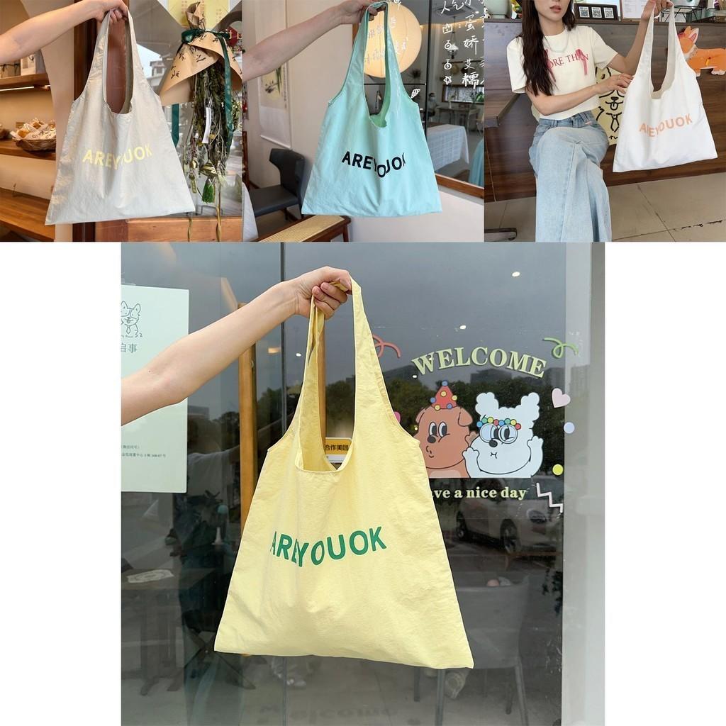 Chic Letter Print Shoulder Bag Spacious Trendy Tote Street Style Canvas Bag