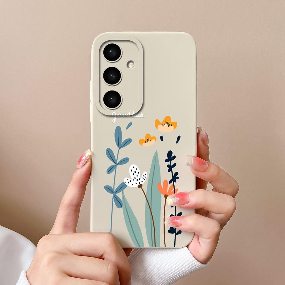 Shell For Samsung A05 A16 A56 A26 A36 F14 A05S S25 Plus Ultra Case Exquisite Avocado Durable Anti Slip Liquid Silicone Pretty Flower Cover For Samsung