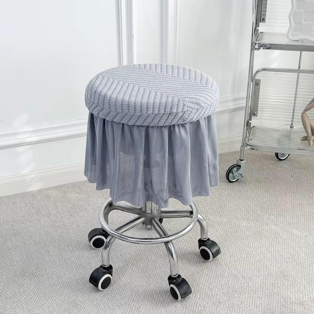 New Full-Coverage Bar Round Stool Cover with Skirt Hem Thickened Seat Chair Slipcover Non-slip Washable Round Chair Cover