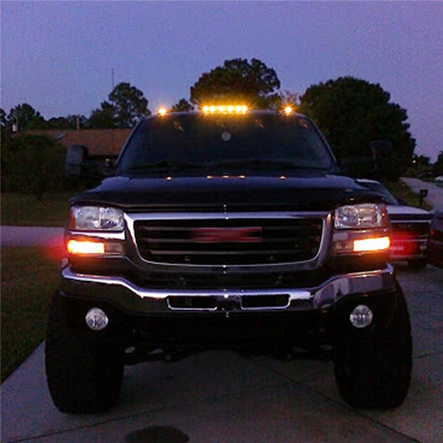 3pcs Full Amber LED Cab Roof Marker Light For GMC Sierra 2500HD 3500HD 2007-2020