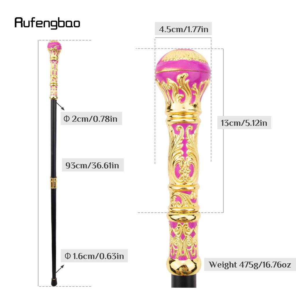 Golden Pink Luxury Round Handle Fashion Stick for Party Decorative Walking Cane Elegant Crosier Knob Walking Stick 93cm