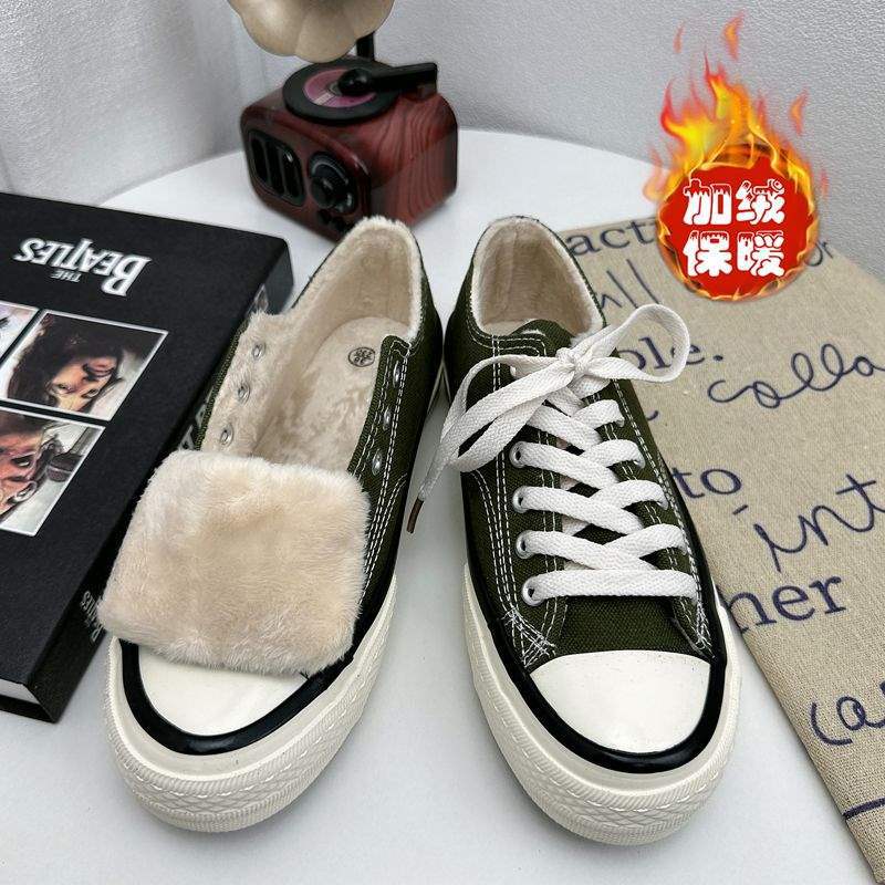 

Winter new blue velvet high-top canvas shoes warm women s shoes 1970s classic versatile student casual board shoes Male size 43