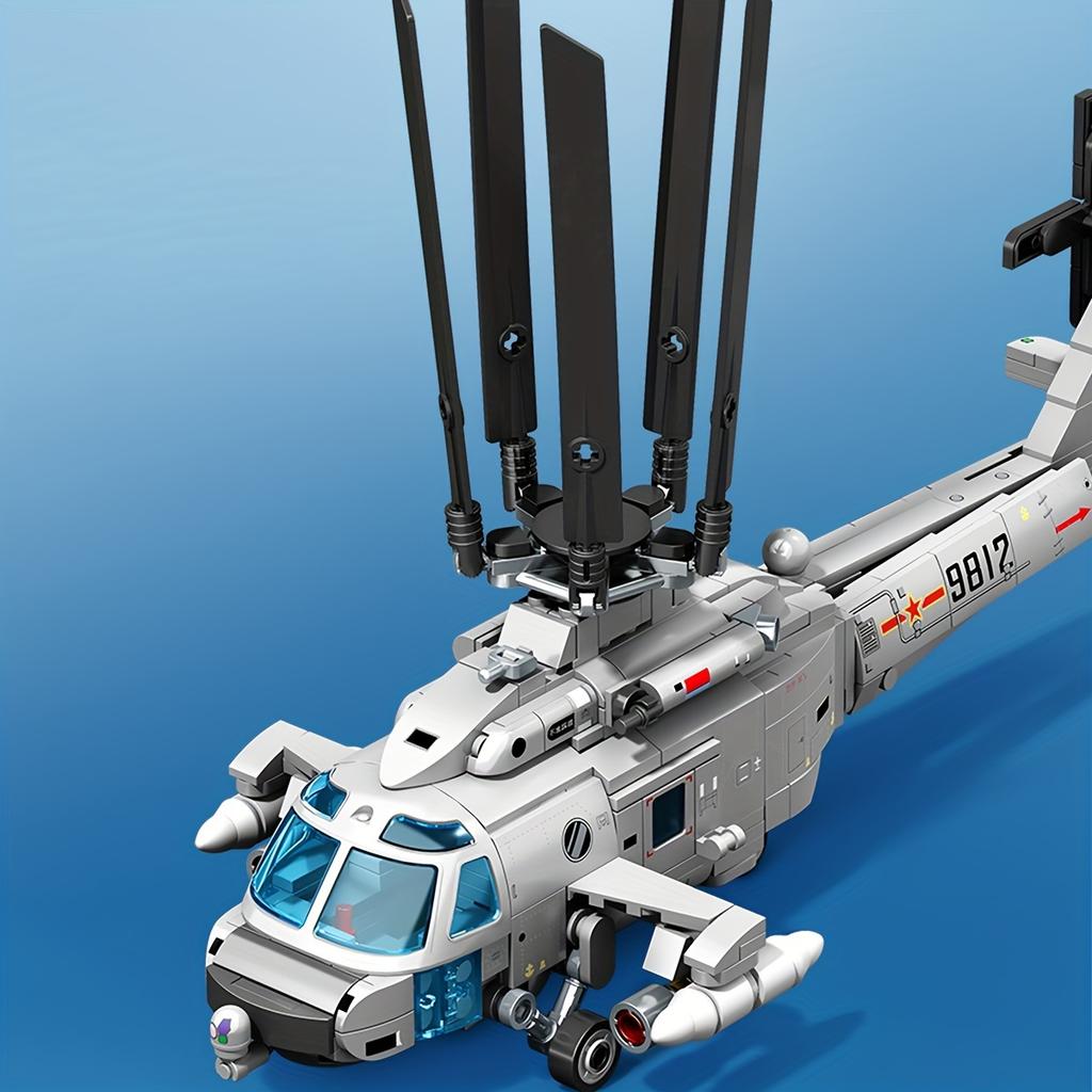 550pcs Creative Helicopter Building Blocks, DIY Gifts For Kids, Military Armed Aircraft Model Assembly Bricks NO BOX