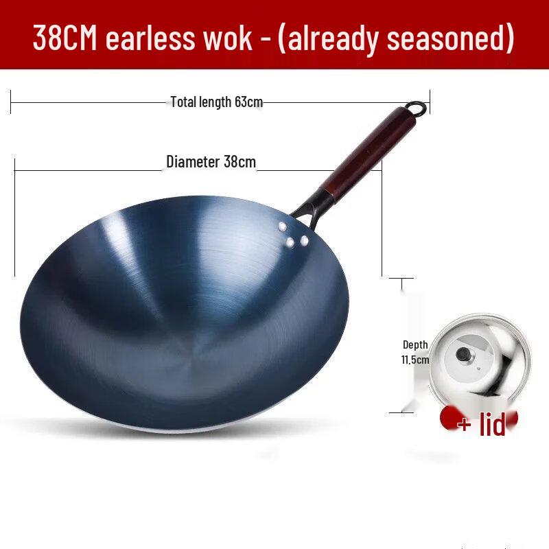 316 Stainless Steel Round Bottom Wok with Lid