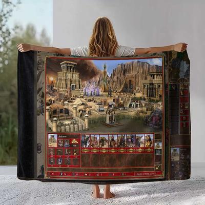 Klasyczna gra Heroes of Might and Magic Mapa Flanelowy Koc, Miękki Pluszowy Koc na Domową Sypialnię Łóżko Kanapę Pokrowiec Kemping Piknik prezent