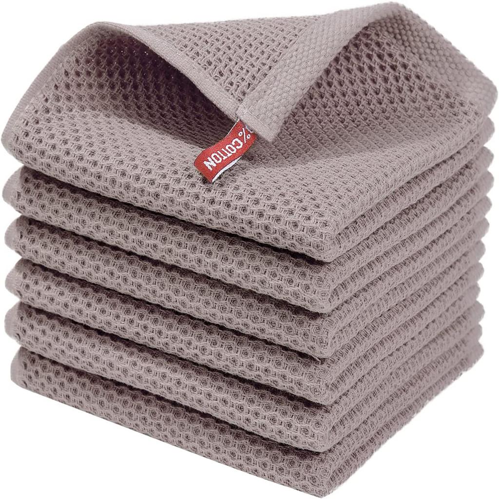 Cotton Dish Cloths - Weave Soft And Absorbent Dish Towels - 6 Pack Quick Dry Dish Rags - 13 X 13 Inches Dishcloths For Kitchen Washing Dishes