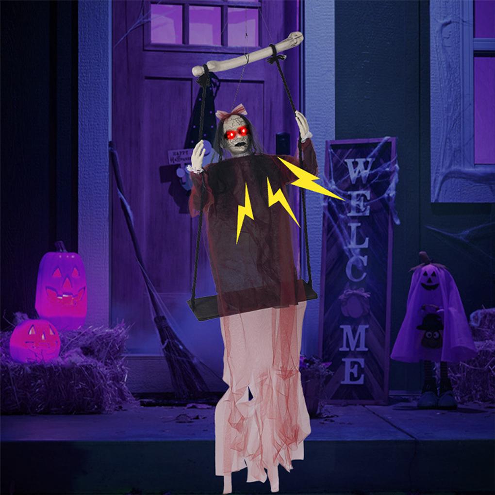 Halloween Swing Ghost Decoration Dynamic Suspension Design With Spooky Sound Effects Create Thrillers Atmosphere Ghost Decor